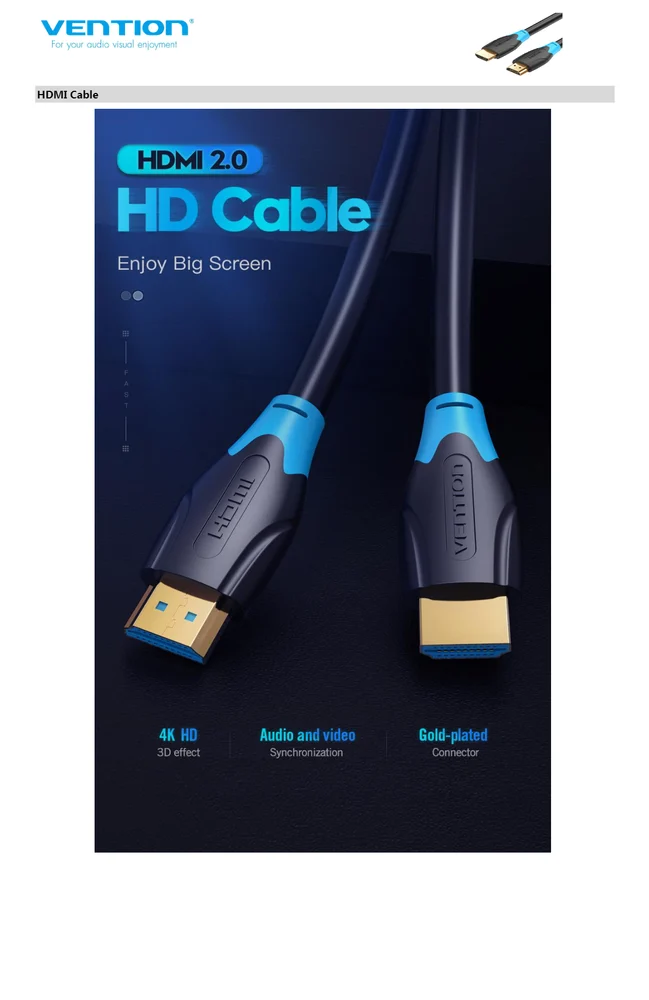 Vention HDMI Cable 3 Meter Black Type 2.0 - V-AAGBI