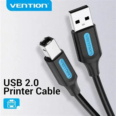 Vention Kabel USB Printer USB 2.0 A Male to B Male Cable 1.5M Black PVC Type - COQBG