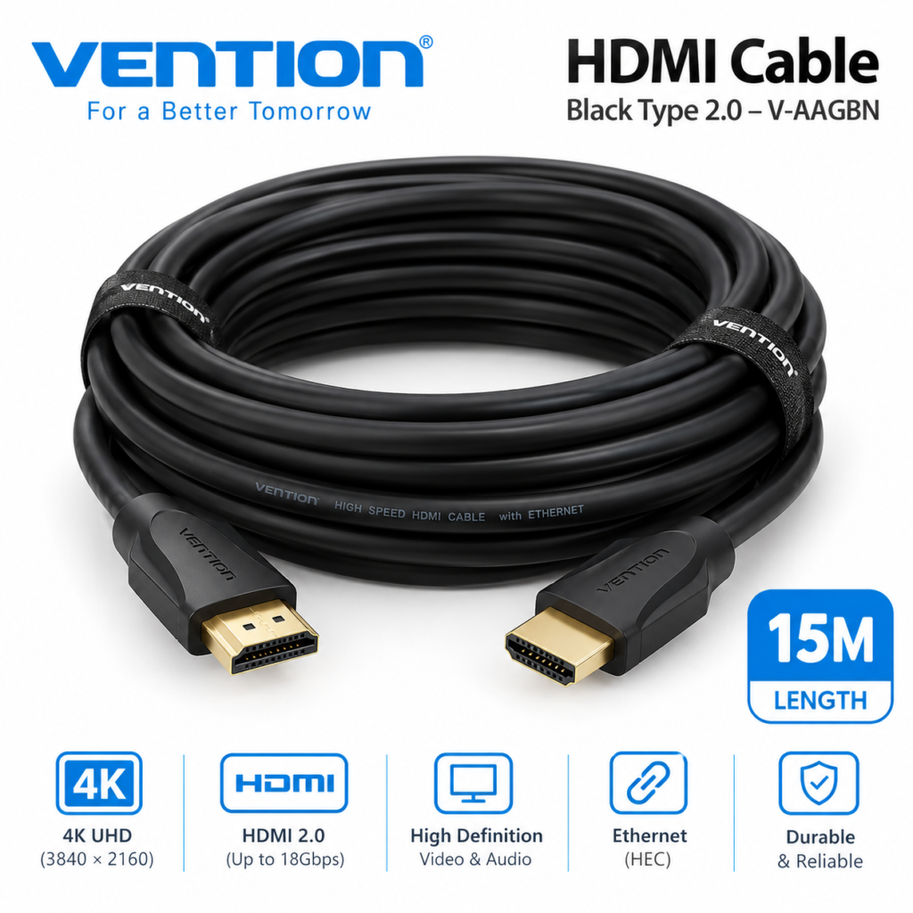 Vention HDMI Cable 15 Meter Black Type 2.0 - V-AAGBN